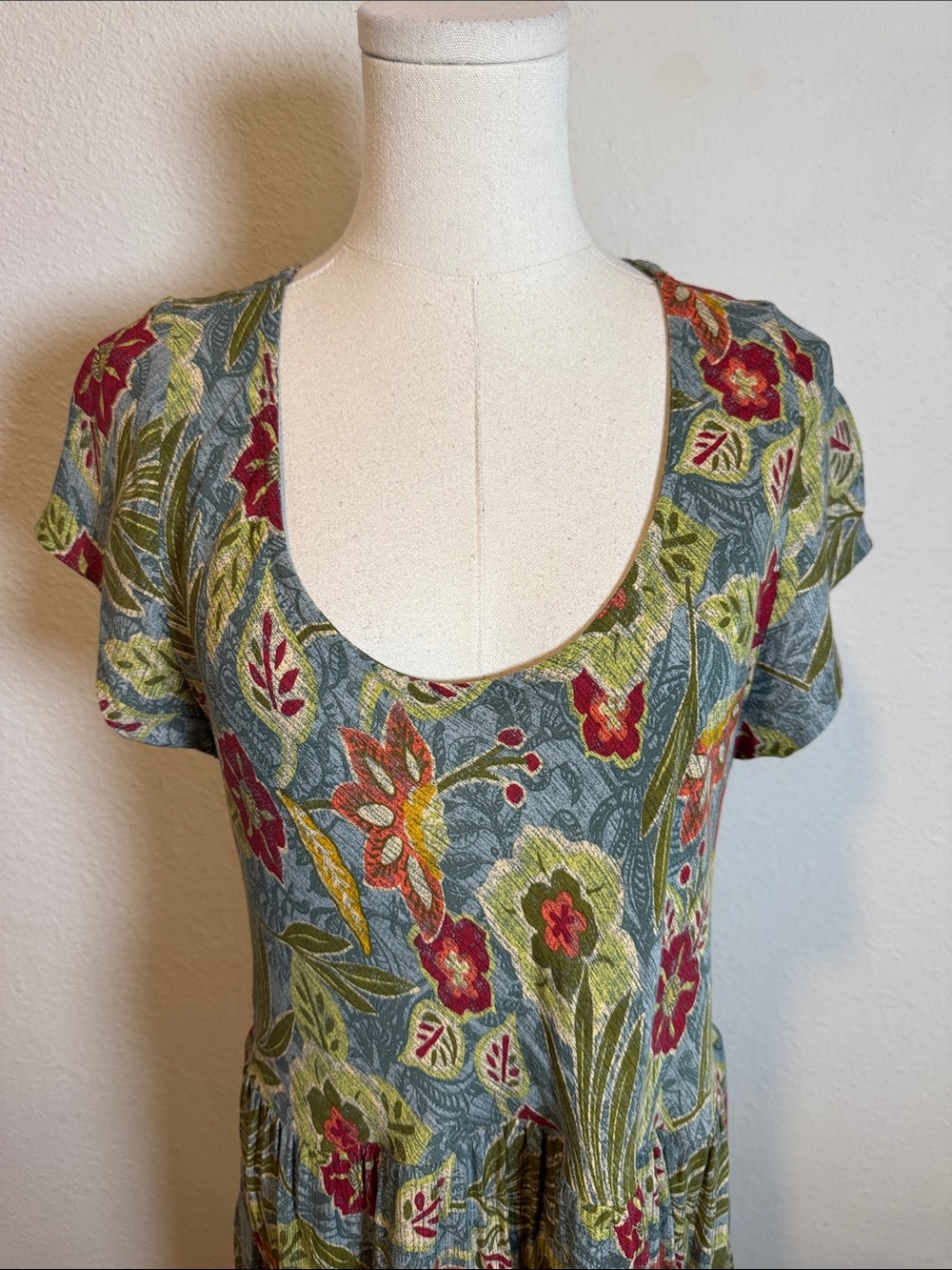 Soft Surroundings Kara Batik Bloom Tiered Midi Dress size XL - Picture 3 of 13